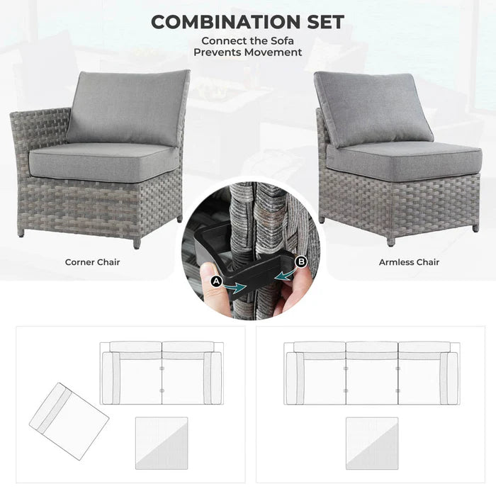 New Rimaru Series Patio Furniture Set 7-Piece include Swivel Chairs Set Partially Assembled