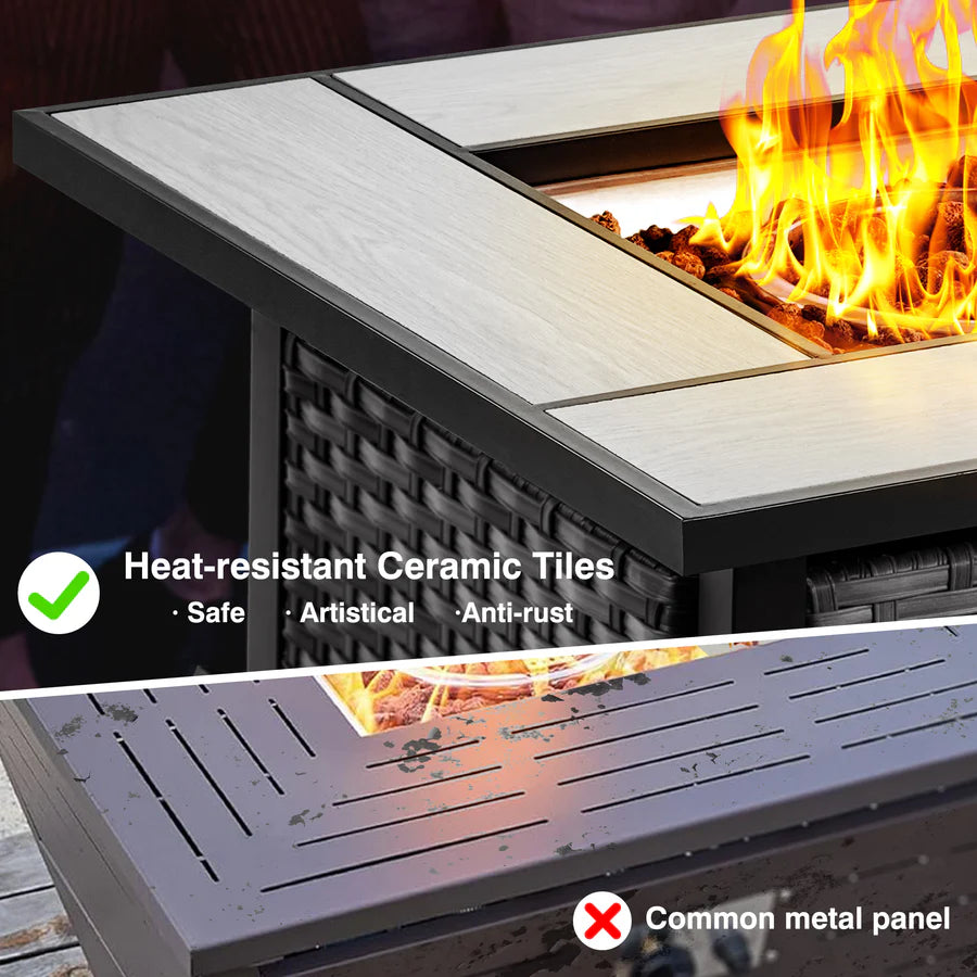Outdoor Furniture 9-Piece with 30'' Fire Pit Table and Kenard 2 Rocking Chairs