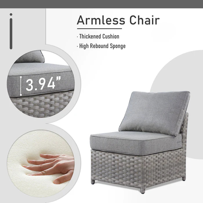 Patio Furniture Set 10-Piece include 42"Rectangle Fire Pit Table&Swivel Chairs, Partially Assembled,BRS Series