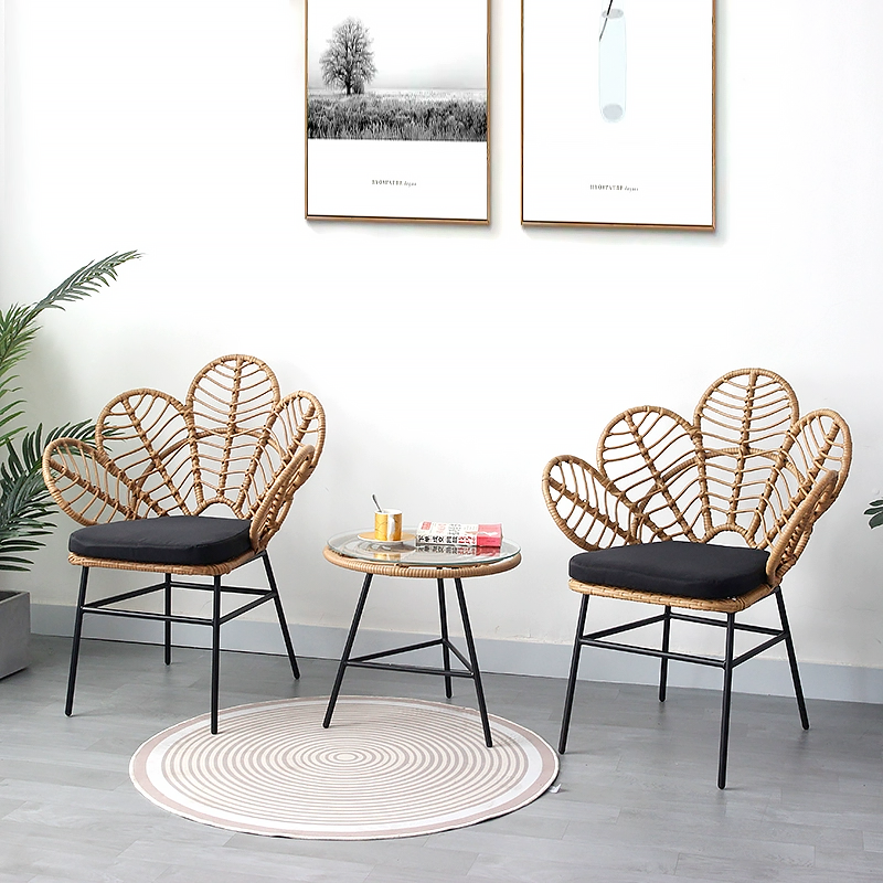 Balcony leisure table and chair outdoor homestay courtyard household coffee table three-piece combination internet celebrity outdoor rattan chair rocking chair