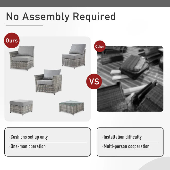 Patio Furniture Set 10-Piece include 42"Rectangle Fire Pit Table, Partially Assembled,BRS Series