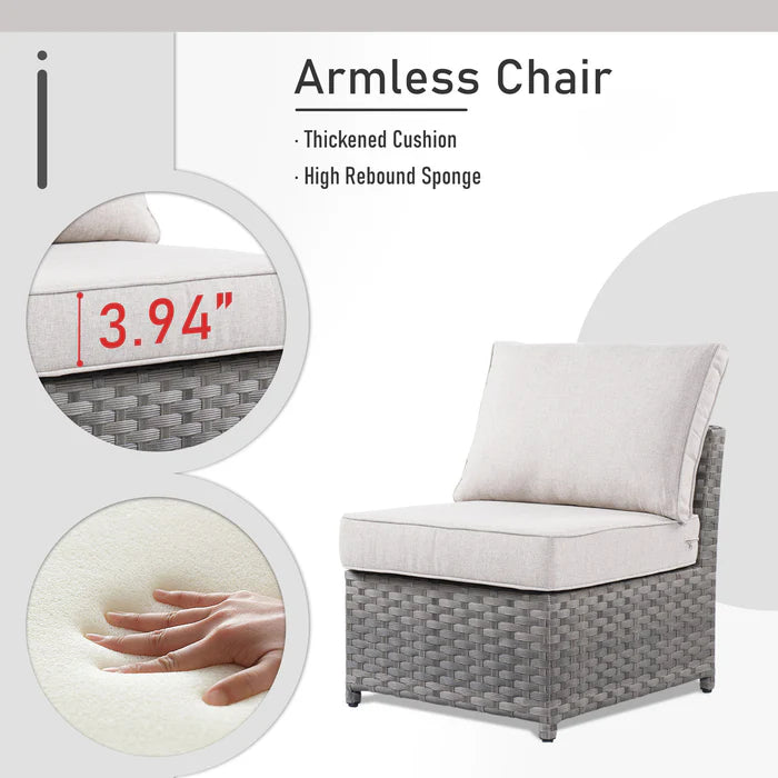 Patio Furniture Set 10-Piece include 42"Rectangle Fire Pit Table&Swivel Chairs, Partially Assembled,BRS Series