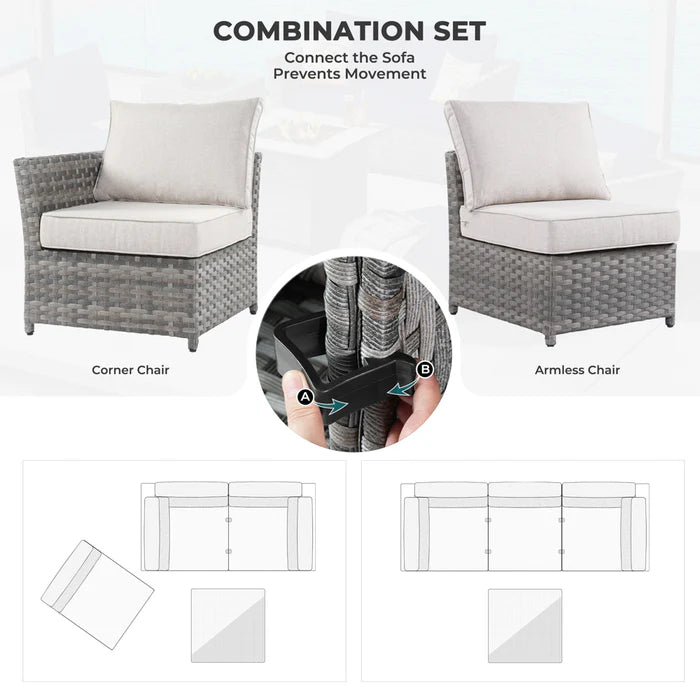 Patio Furniture Set New Rimaru 7-Piece Set include 30'' Square Fire Pit Table Partially Assembled