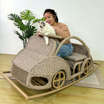 Comfortable and Durable Car Dog House Puppy Bed Cat Kennel People and Pet Sharing Furniture Rattan Furniture Rocking Chairs