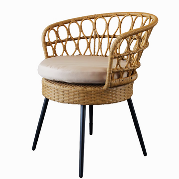 Outdoor table and chair combination set, leisure rattan chair, internet famous Nordic homestay style restaurant armchair, handmade rattan dining chair