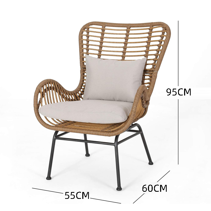 Luxury-inspired Balcony Furniture Set: Three-Piece Rattan Lounge Chair & Coffee Table Creative Outdoor Garden Set with Recliner