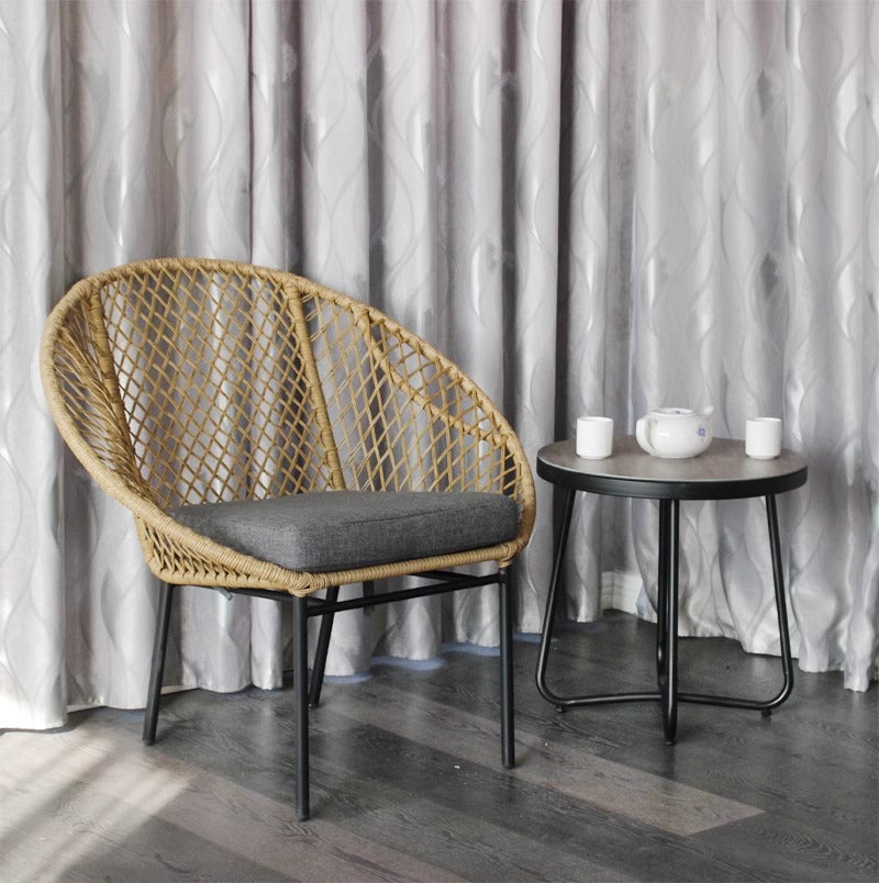 Balcony Mini Table and Chair Set - Home Mini Coffee Table with One Table and Two Chairs Outdoor Nordic-Style B&B Leisure Furniture - Rattan Chairs