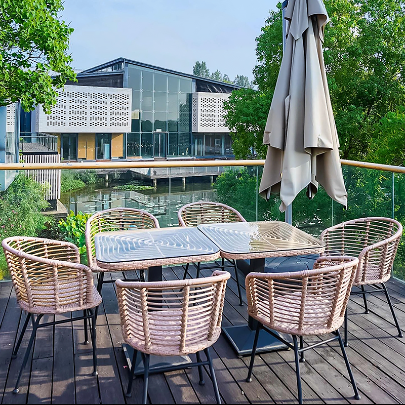 Outdoor Furniture Set: Garden Rattan Chairs for Outdoor Relaxation Waterproof and UV-Resistant Woven Rattan Table and Chairs for Patio and Balcony