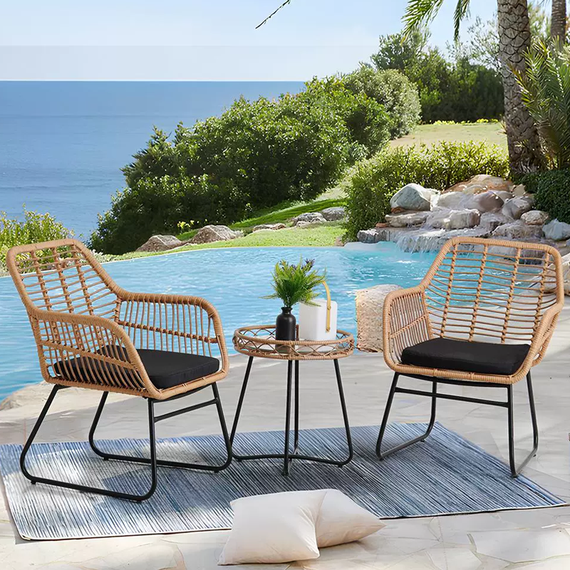Outdoor rattan chair set of three leisure balcony patio outdoor rattan sofa coffee table set modern creative waterproof sunscreen