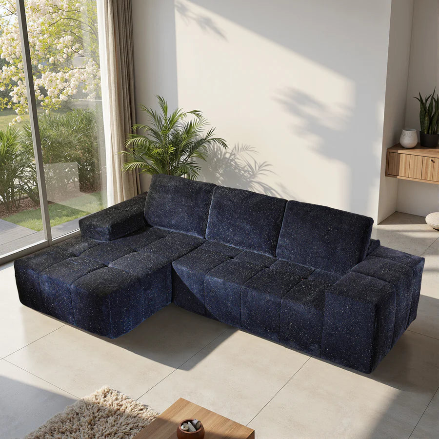 114" Cloud Sectional Sofa - L-Shaped Faux Leather Modular Couch with Deep Seat Chaise