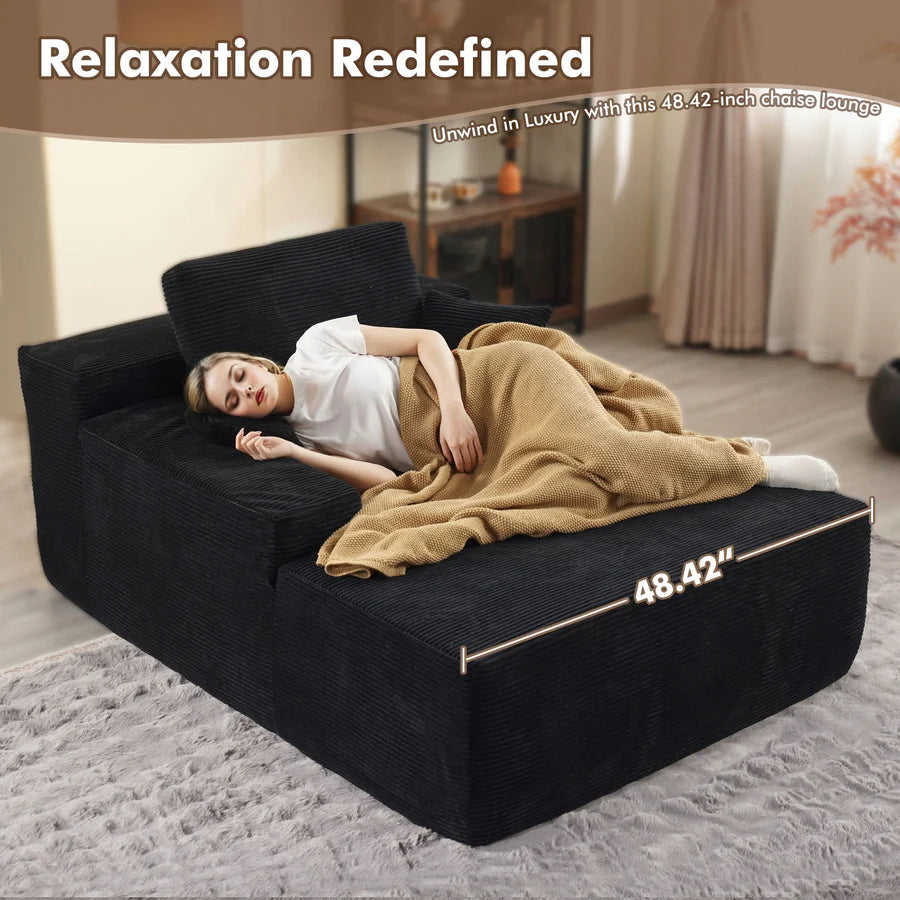 67''x48'' Chaise Lounge Chair Indoor, Oversized Upholstered Sofa Bed