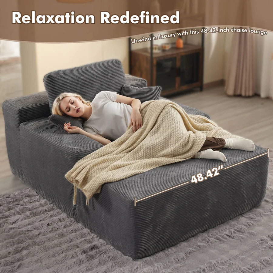 67''x48'' Chaise Lounge Chair Indoor, Oversized Upholstered Sofa Bed