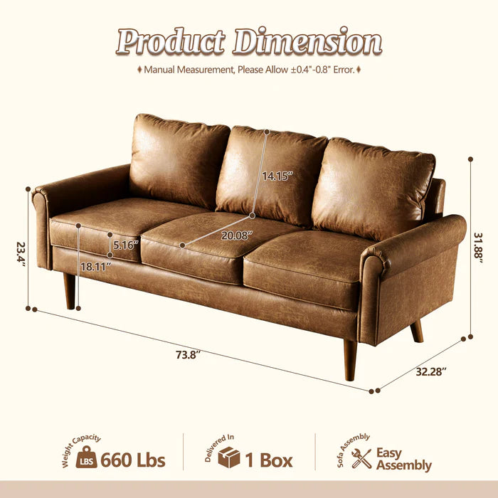 73.6'' Mid Century Style Sofa 3 Seater
