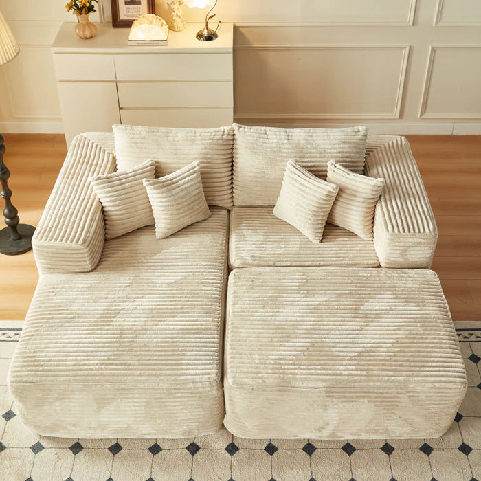 80"Modular Couch with Chaise&Ottoman, Sleeper Sofa, No Assembly Required