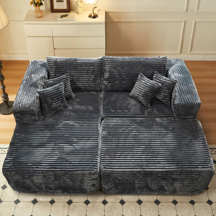 80"Modular Couch with Chaise&Ottoman, Sleeper Sofa, No Assembly Required