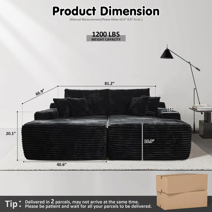 81" Boneless Sofa, Sleeper Couch, No Assembly Required