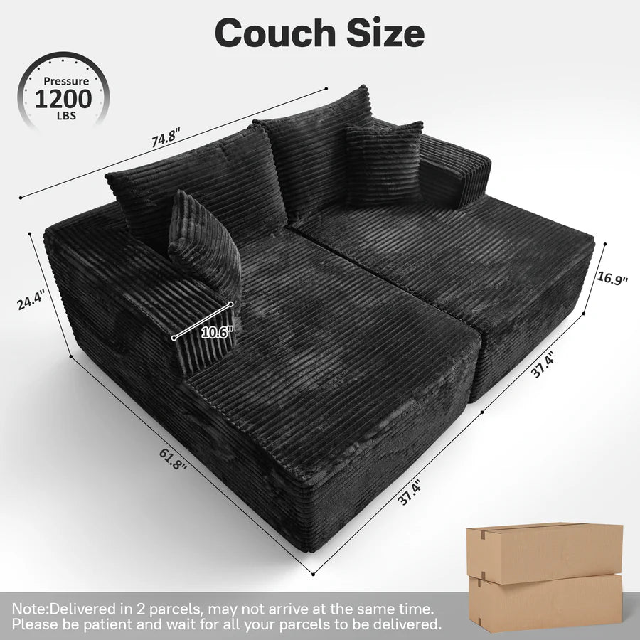 81" Boneless Sofa, Sleeper Couch, No Assembly Required