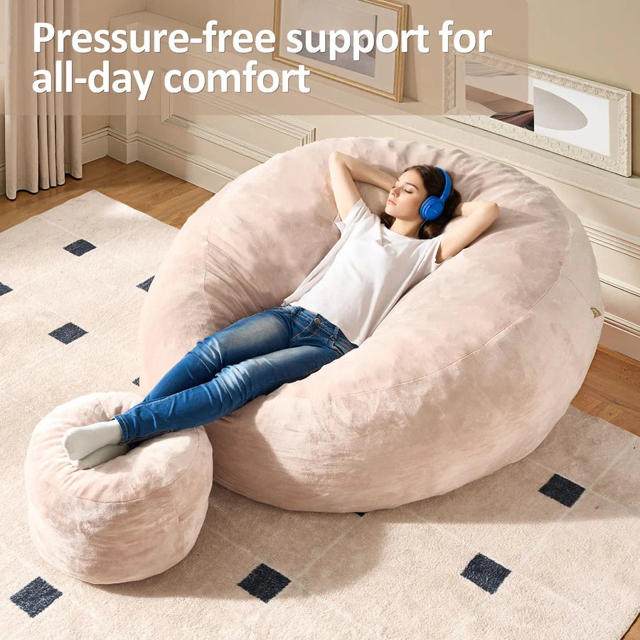 Bean Bag Chair Removable Cover, High-Rebound Filling Cozy Furniture for Living Room, Bedroom