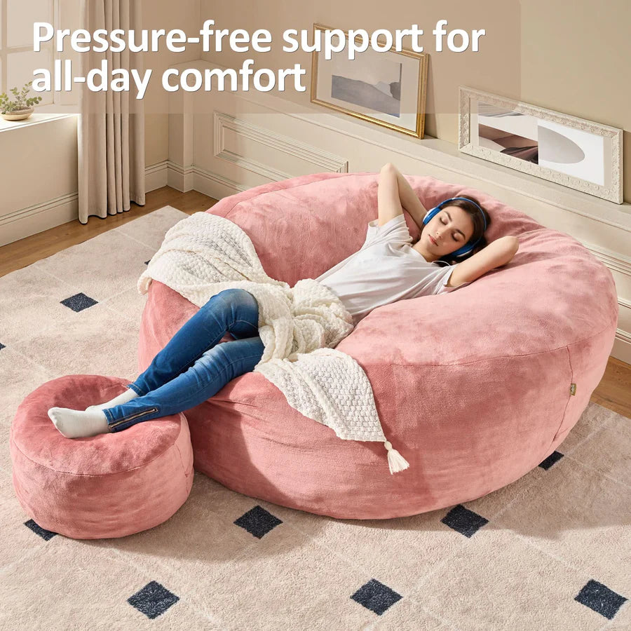 Bean Bag Chair Removable Cover, High-Rebound Filling Cozy Furniture for Living Room, Bedroom