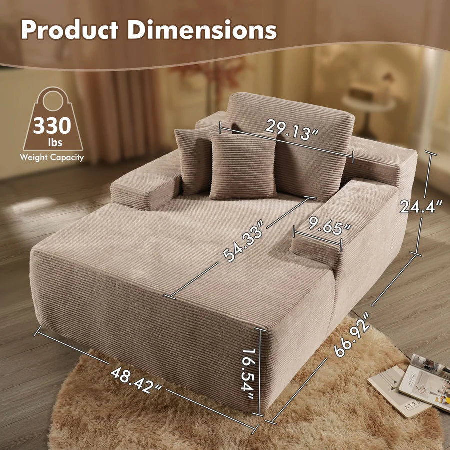 Boneless Chaise Lounge,Luxurious Faux Fur, No Assembly Required