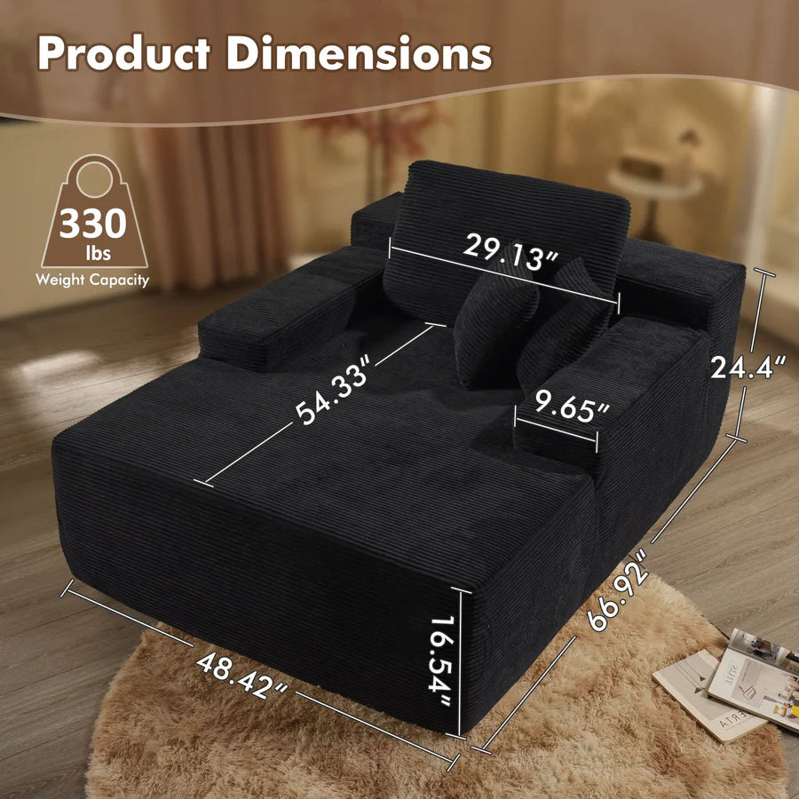 Boneless Chaise Lounge,Luxurious Faux Fur, No Assembly Required