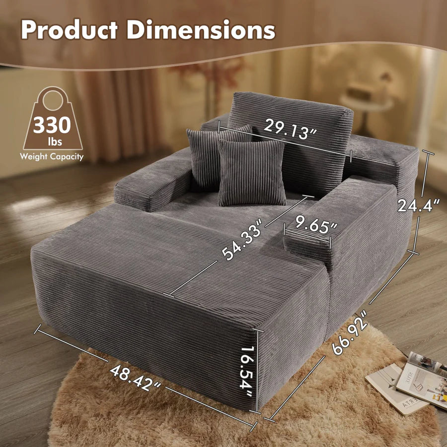 Boneless Chaise Lounge,Luxurious Faux Fur, No Assembly Required