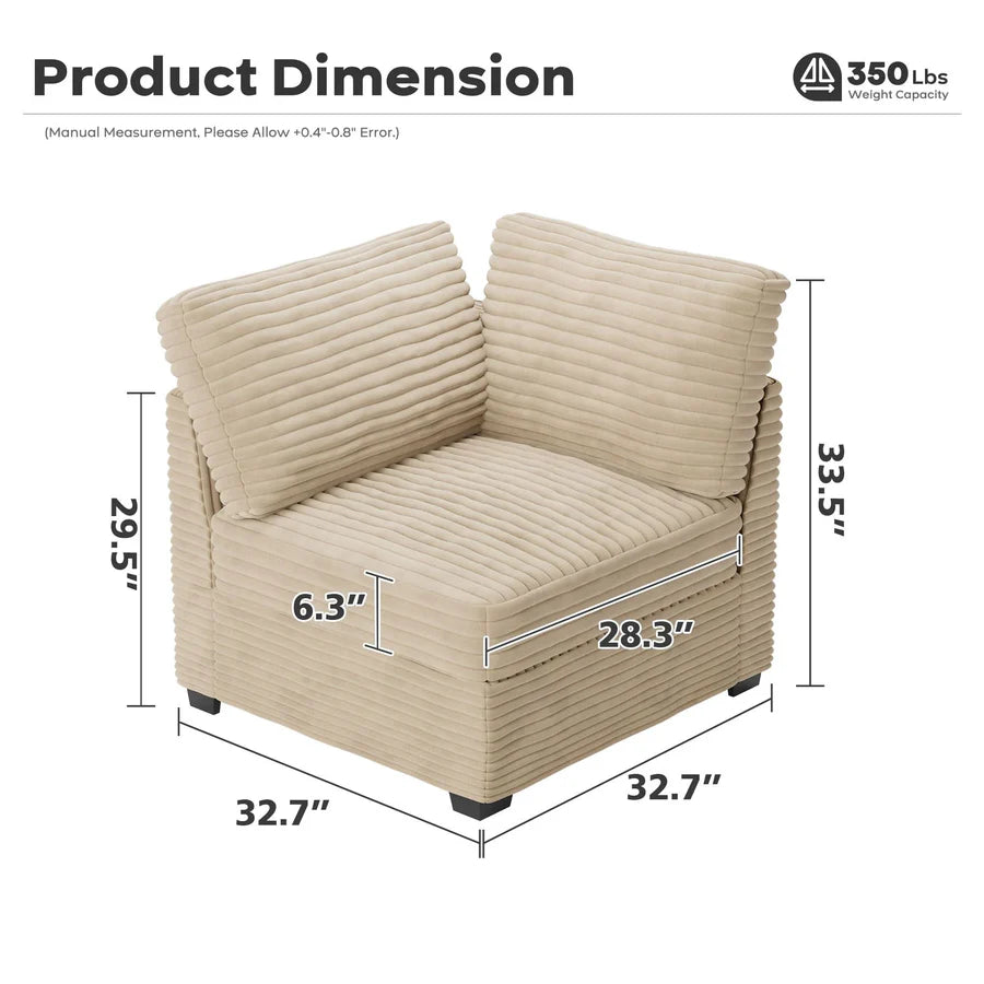 Modular Sectional Sofa Couch with Oversized Chaise