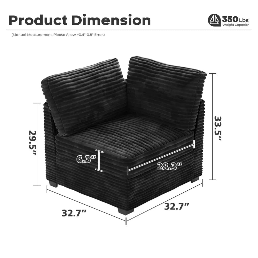 Modular Sectional Sofa Couch with Oversized Chaise