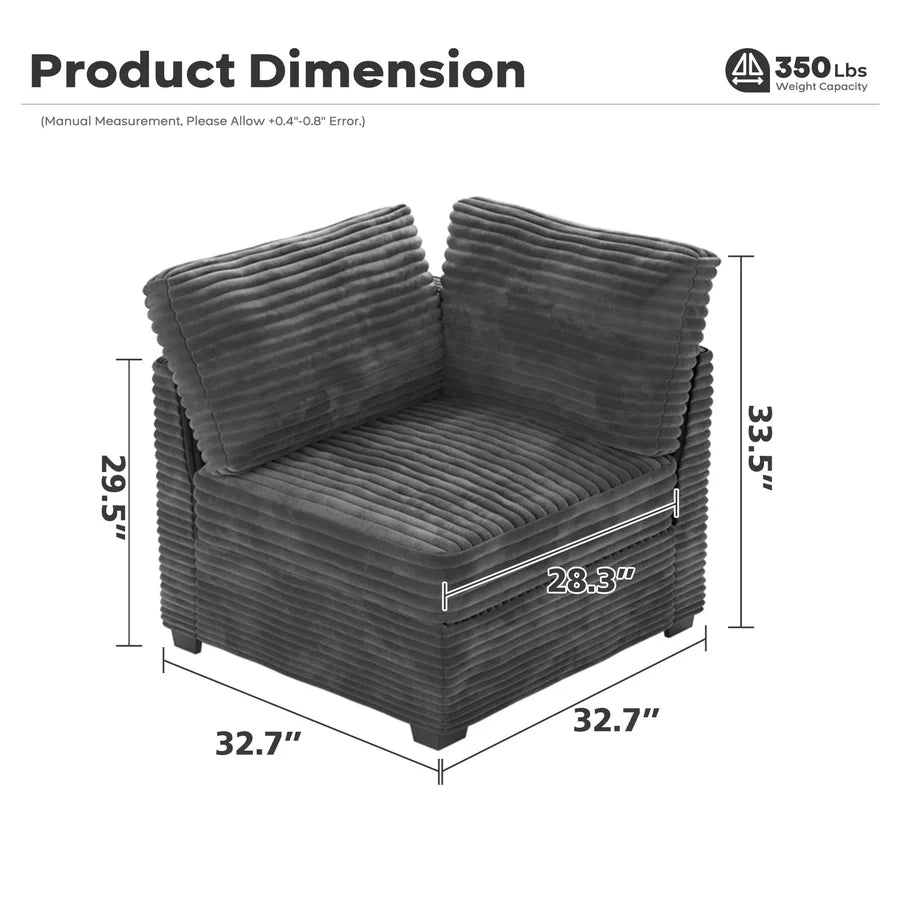 Modular Sectional Sofa Couch with Oversized Chaise