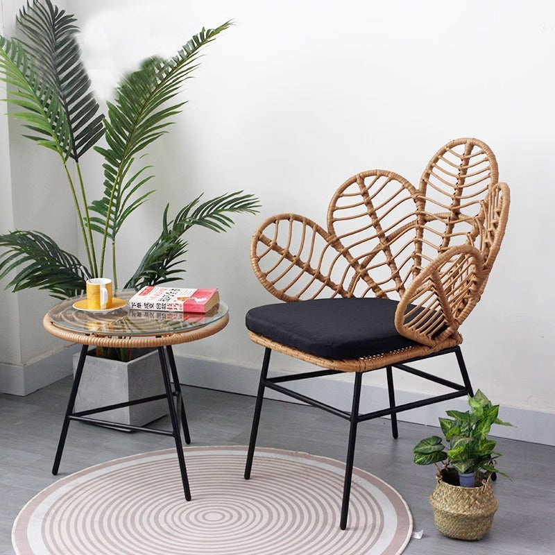 Balcony outdoor table and chair combination courtyard leisure Nordic style rattan chair handmade rattan weaving internet celebrity guesthouse flower rattan chair