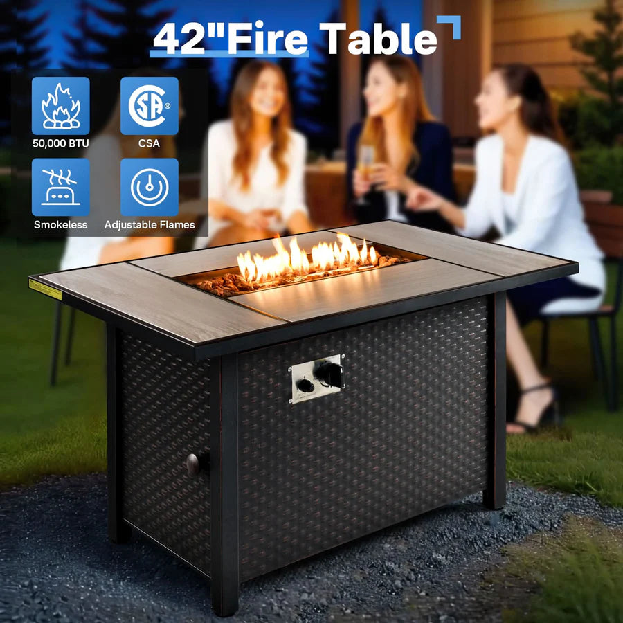 Outdoor 5 Pieces Coversation Set with 42" Fire Pit Table