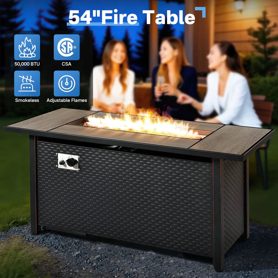 Outdoor 8 Pieces Coversation Set with 54" Fire Pit Table