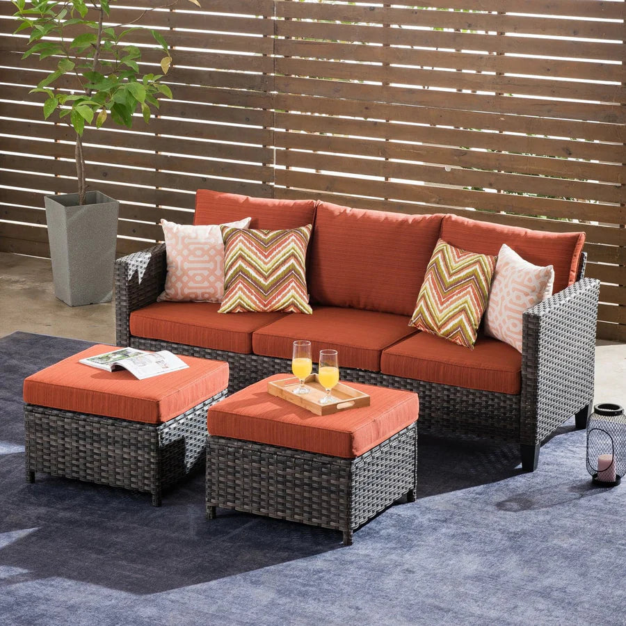 Outdoor Couch New Vultros 3-Piece High Back with Ottoman
