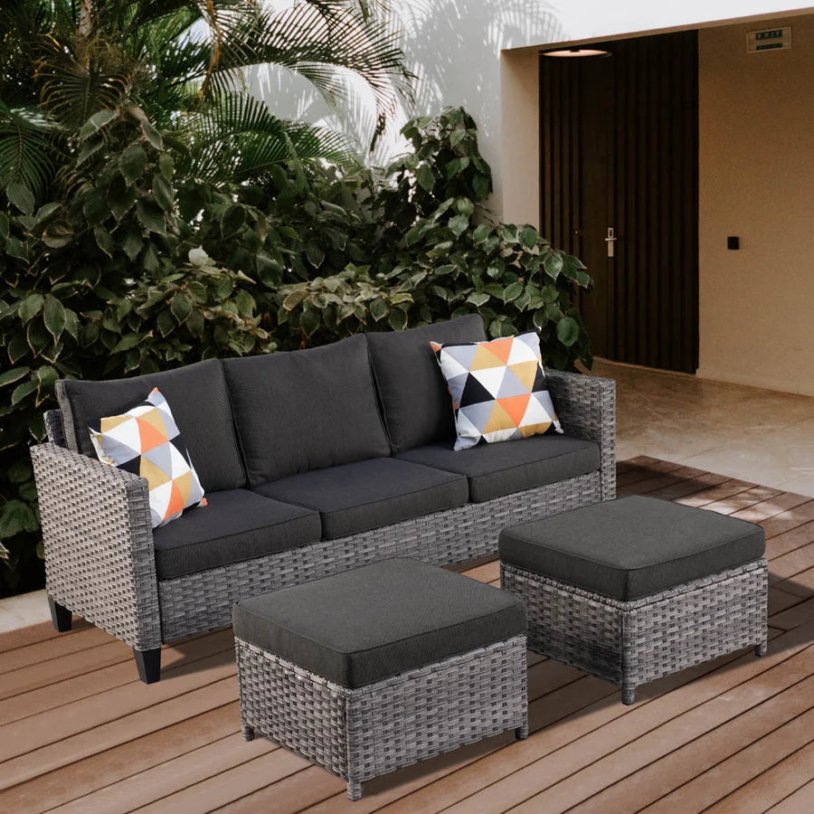 Outdoor Couch New Vultros 3-Piece High Back with Ottoman