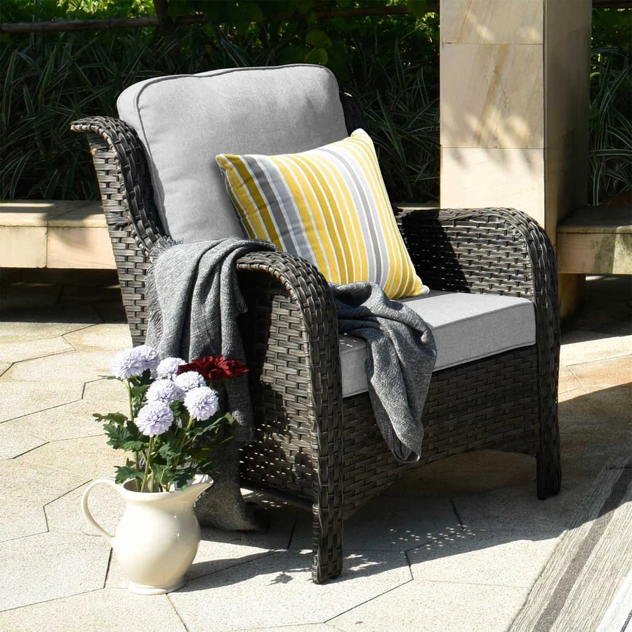 Outdoor Furniture 6-Piece with 30'' Fire Pit Table and Kenard 2 Rocking Chairs