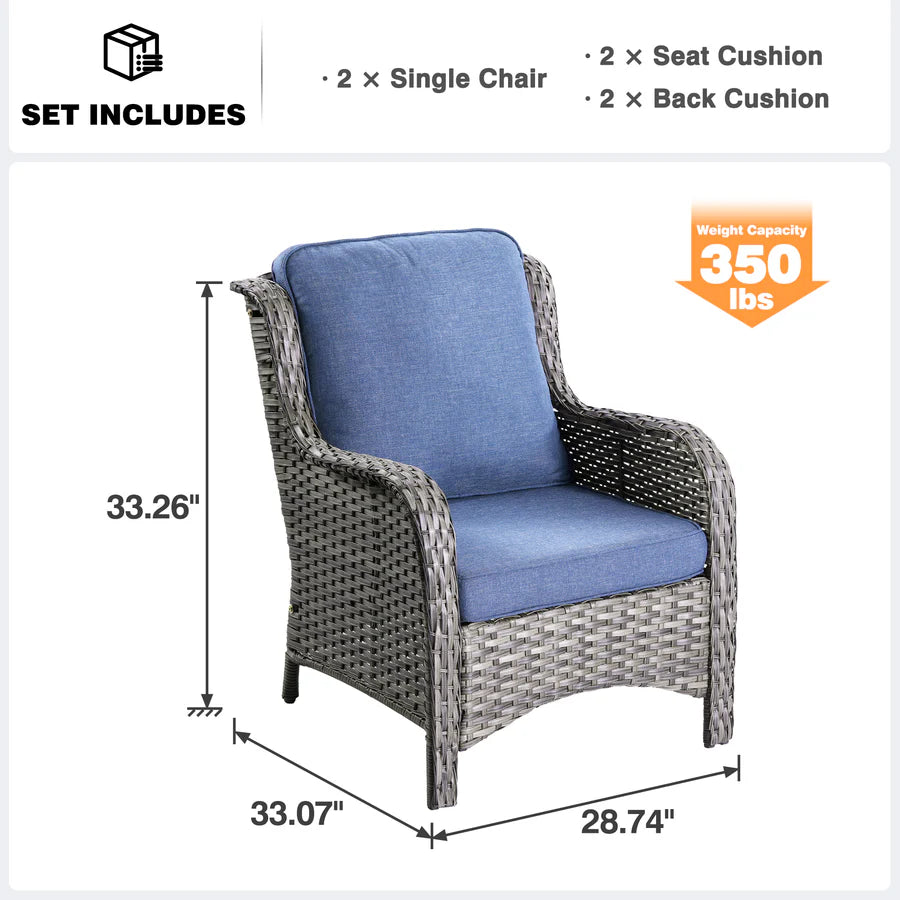 Patio Chairs 2-Piece Kenard Curved Handrest