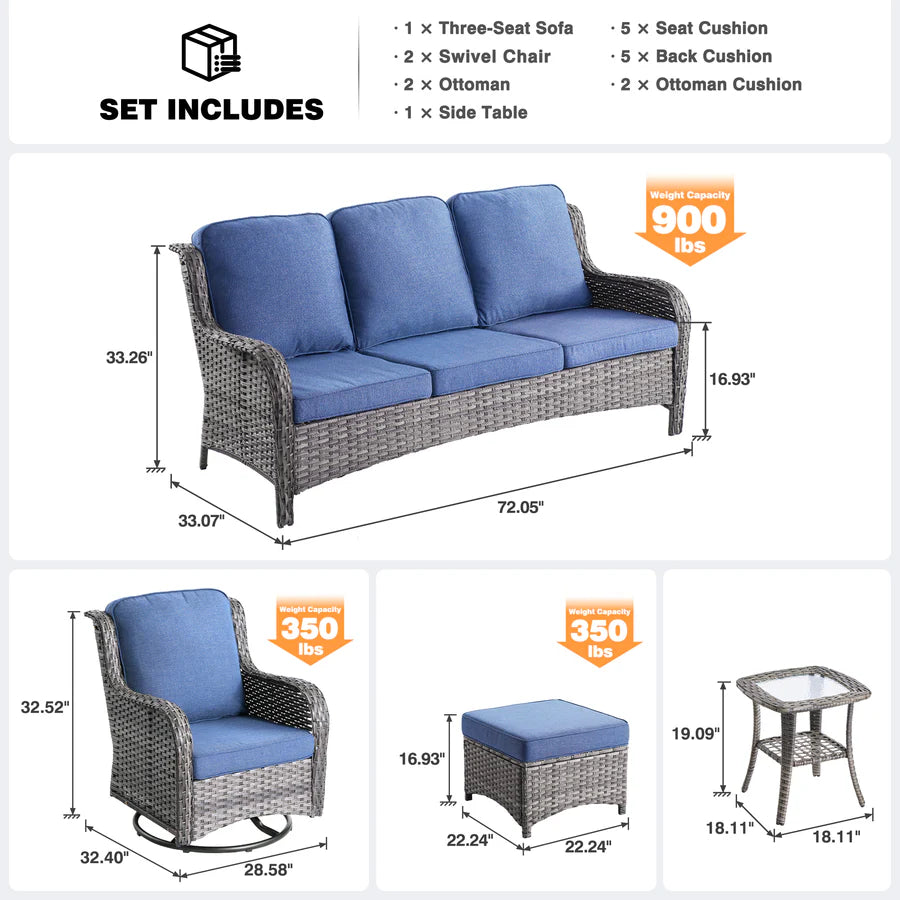 Patio Furniture Set 6-Piece with Rocking Chairs and Table Kenard