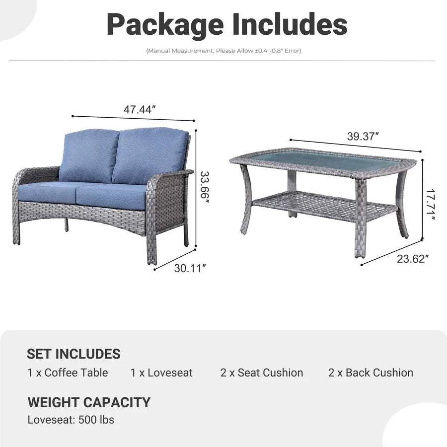 Patio Furniture Set New August 4 Piece High Back All Weather PE Wicker