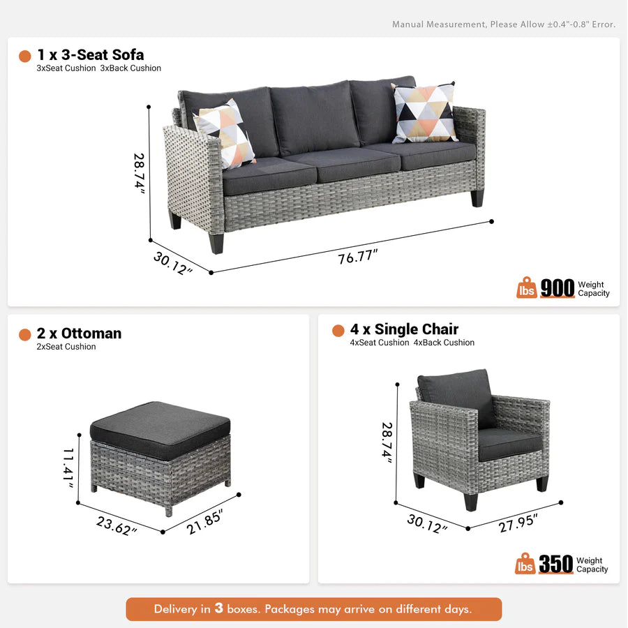 Patio Furniture Set New Vultros 7-Piece High Back with Cushions