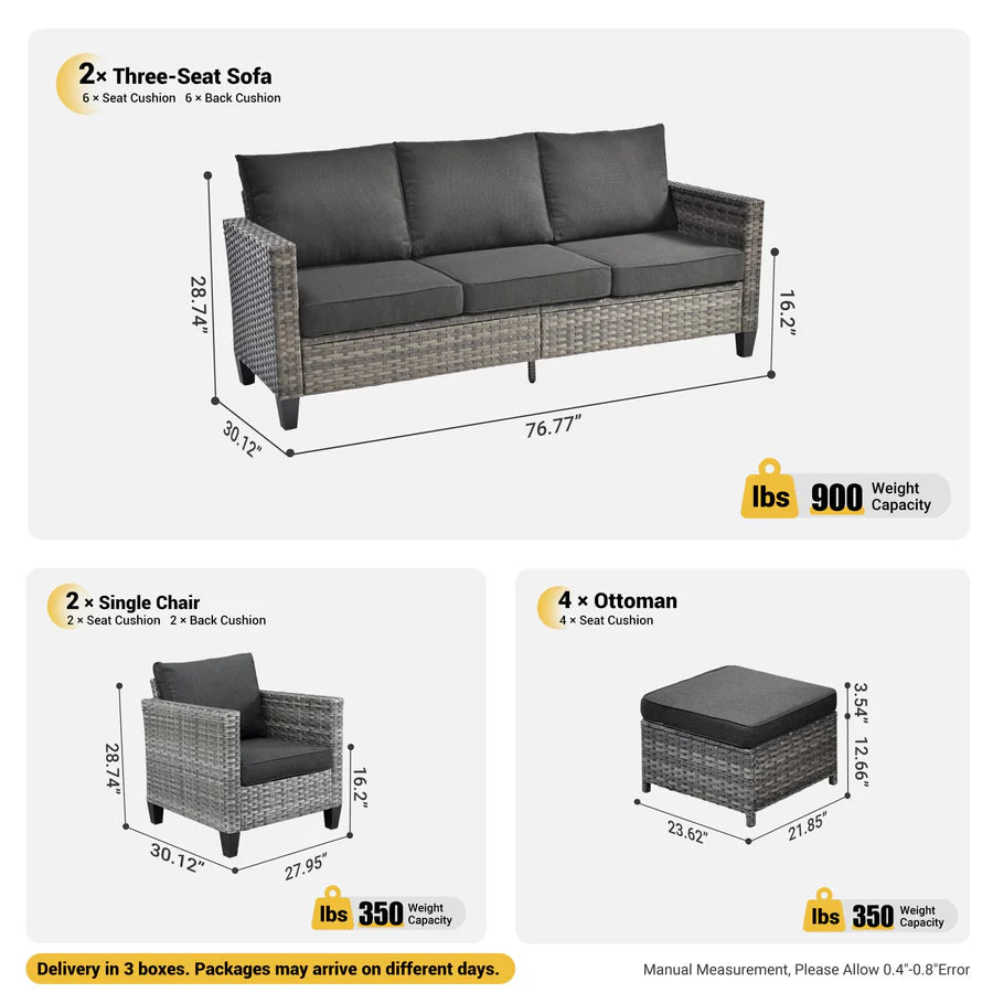 Patio Furniture Set New Vultros 8-Piece High Back with Cushions