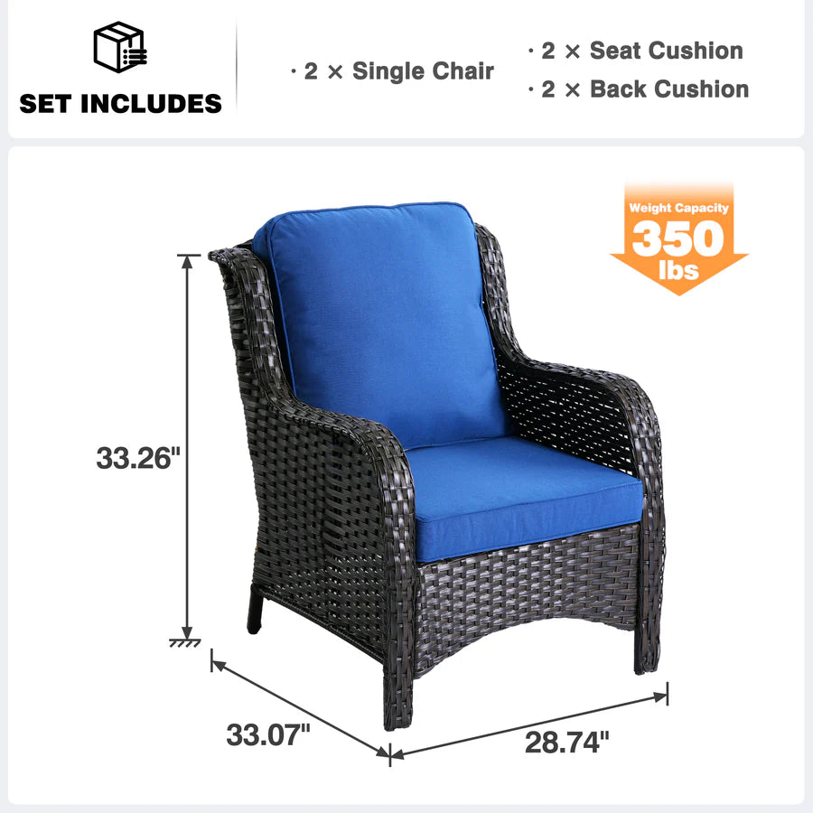 Patio Chairs 2-Piece Kenard Curved Handrest