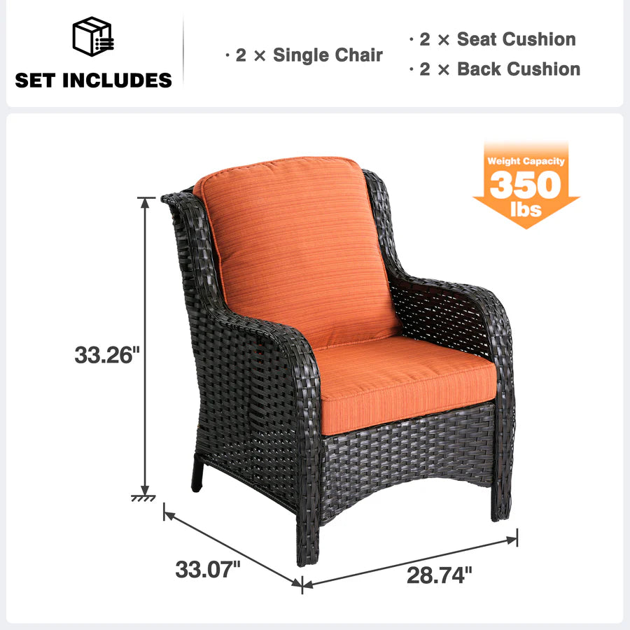 Patio Chairs 2-Piece Kenard Curved Handrest