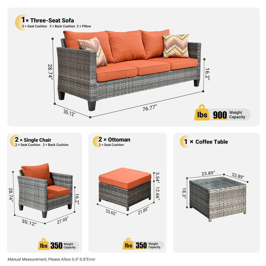 Patio Conversation Set New Vultros 6-Piece High Back with Cushions