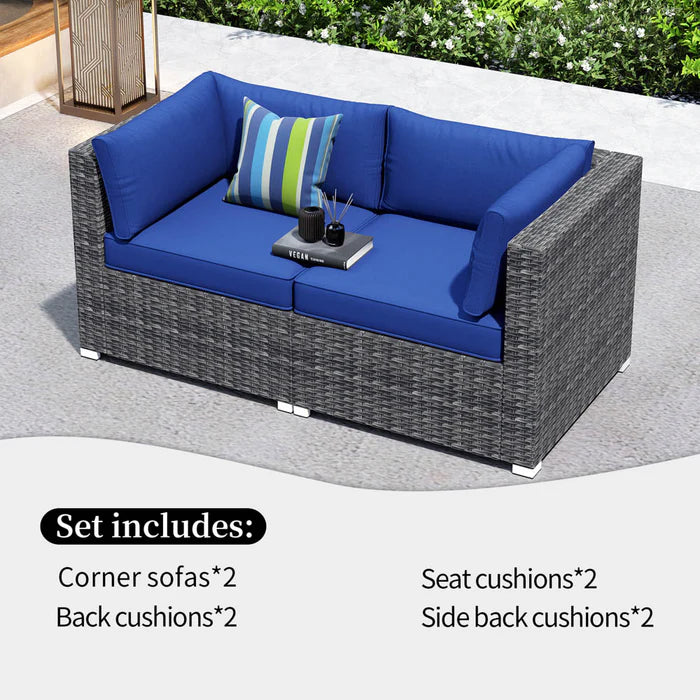 Patio Furniture Set 2-Piece Corner Sofa with Cushions and 4.13'' Wide Armrest