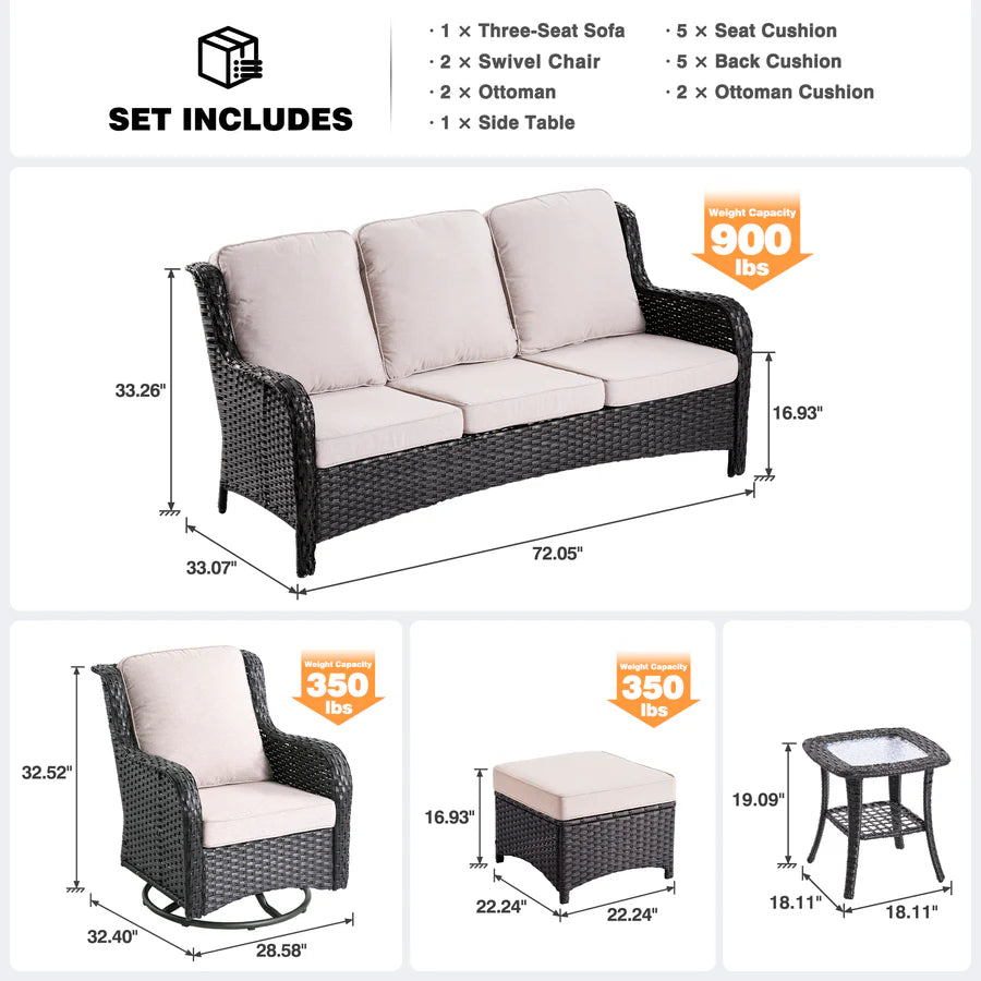 Patio Furniture Set 6-Piece with Rocking Chairs and Table Kenard