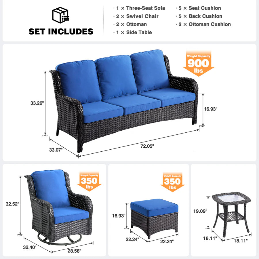 Patio Furniture Set 6-Piece with Rocking Chairs and Table Kenard