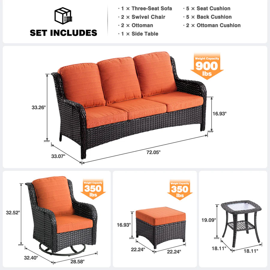 Patio Furniture Set 6-Piece with Rocking Chairs and Table Kenard