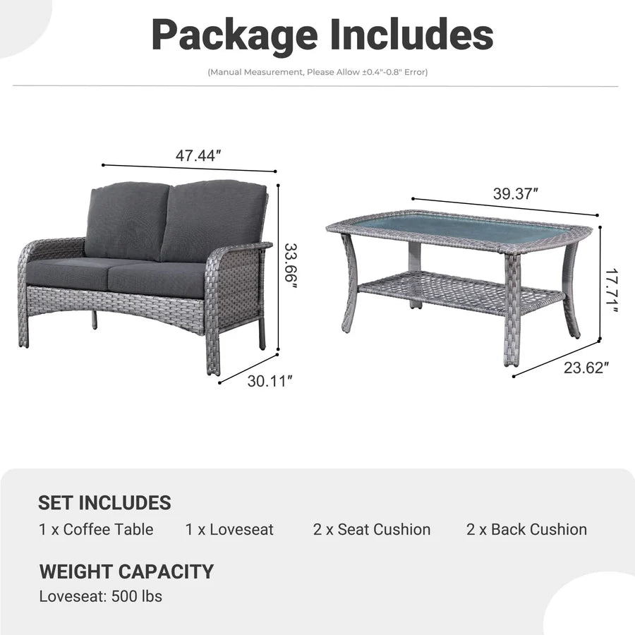Patio Furniture Set New August 4 Piece High Back All Weather PE Wicker