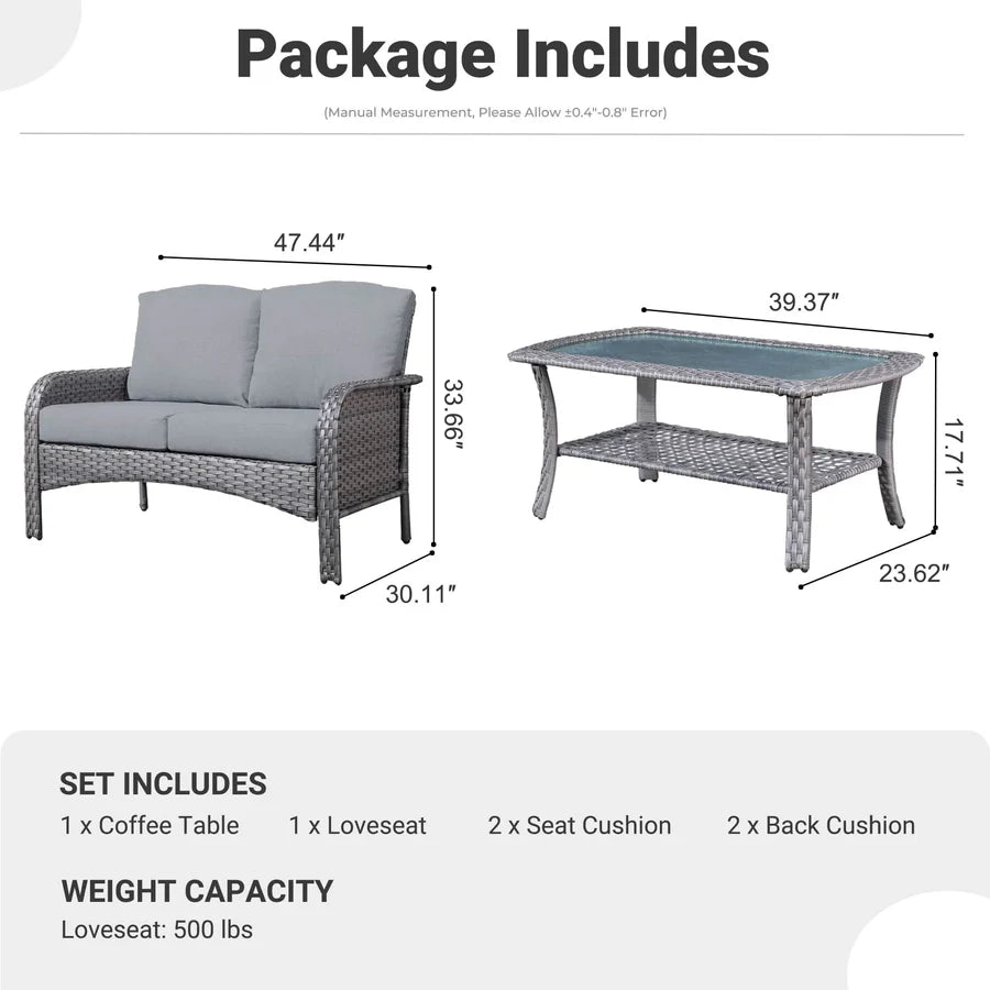 Patio Furniture Set New August 4 Piece High Back All Weather PE Wicker