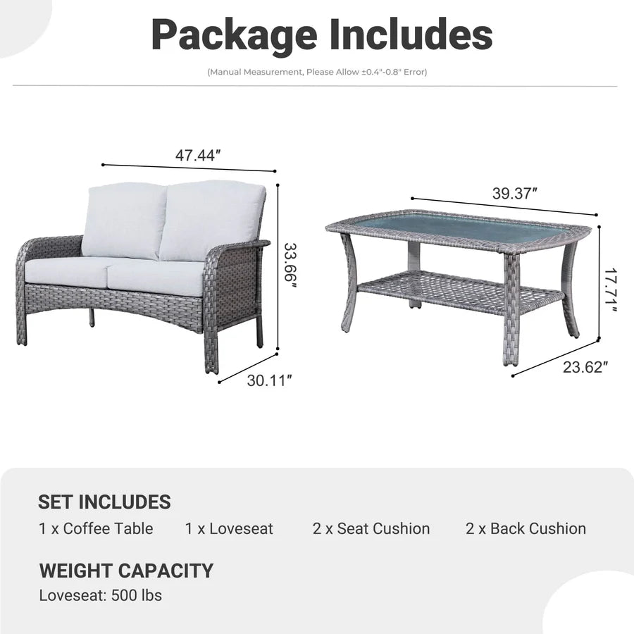 Patio Furniture Set New August 4 Piece High Back All Weather PE Wicker